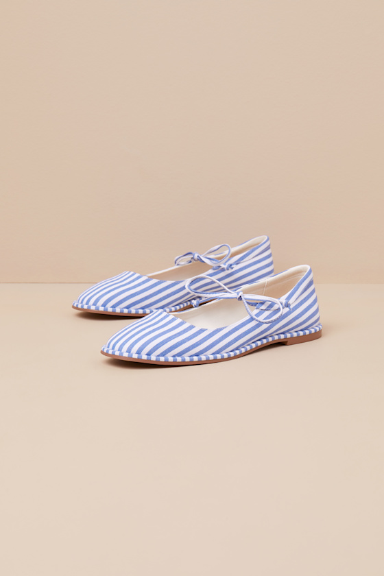 Gerry Blue Striped Bow Flats 1