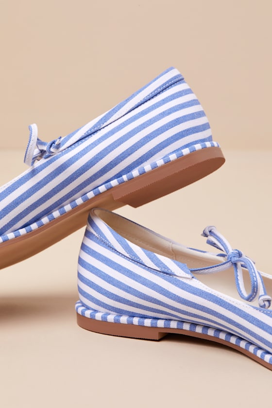 Beach By Matisse Gerry Blue Striped Bow Flats In Blue