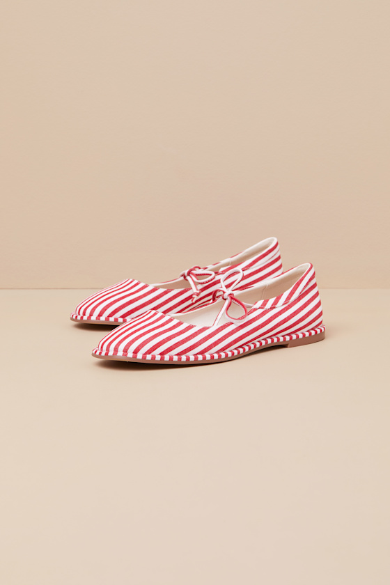 Beach By Matisse Gerry Red Striped Bow Flats In Red