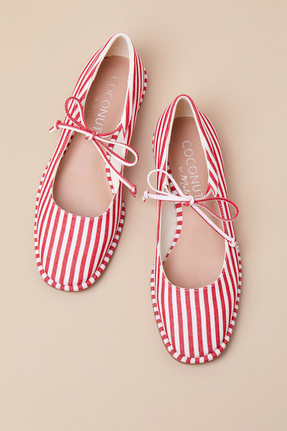 Beach By Matisse Gerry Red Striped Bow Flats In Red