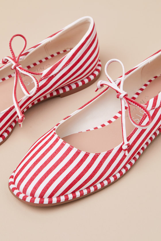 Beach By Matisse Gerry Red Striped Bow Flats In Red