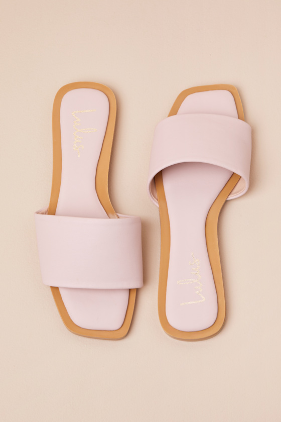 Lulus Brenner Baby Pink Flat Square-toe Slide Sandals In Pink