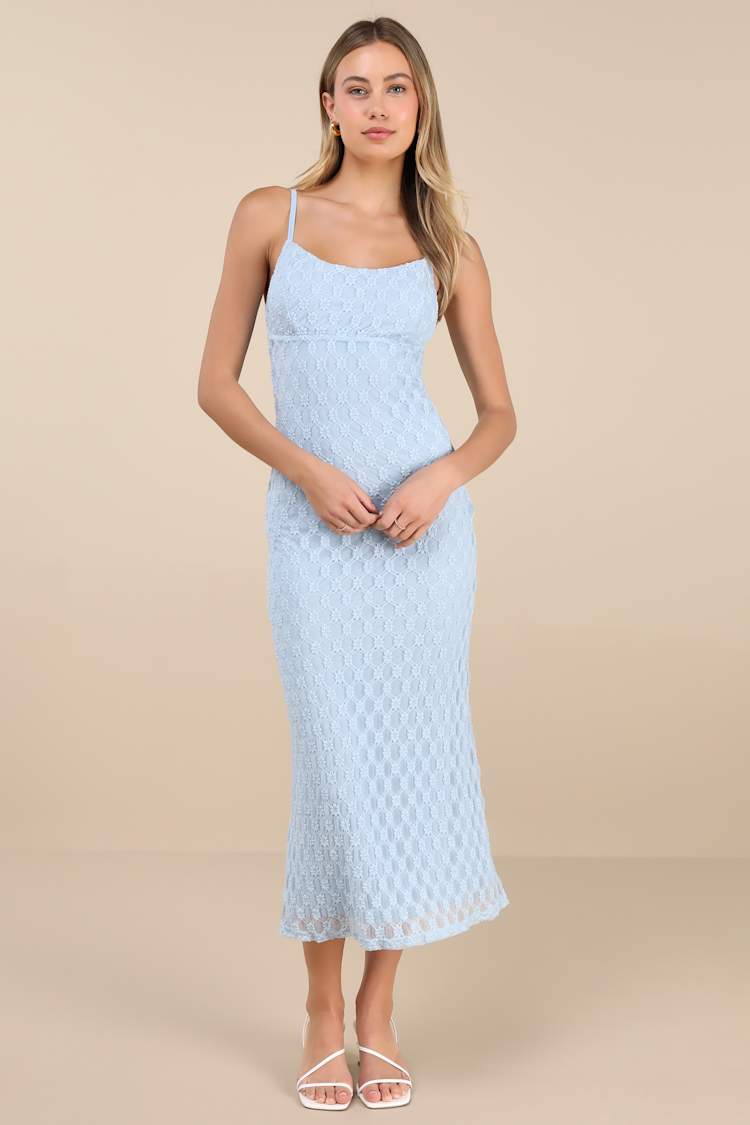 Lulus Baby Blue Lace Bodycon Dress Sexy Light Blue Dress Lace Dress Midi  Dress Lulus