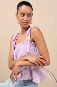 Tiers to Summer Lavender Tie-Strap Tiered Tank Top 1