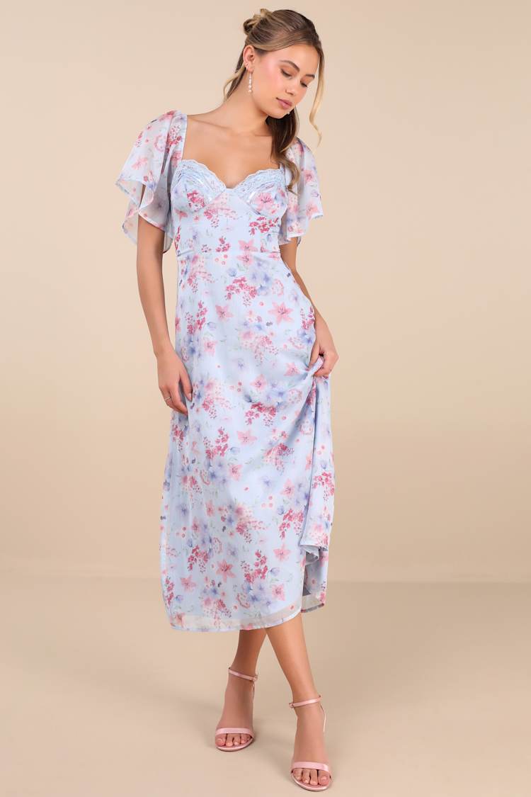 green emerald velvet dress Green Floral Short Sleeve Midi Dress - All Dresses