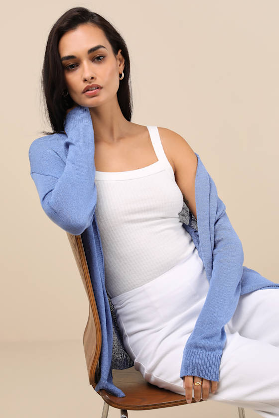 Maliha Blue Knit Cardigan Sweater 2