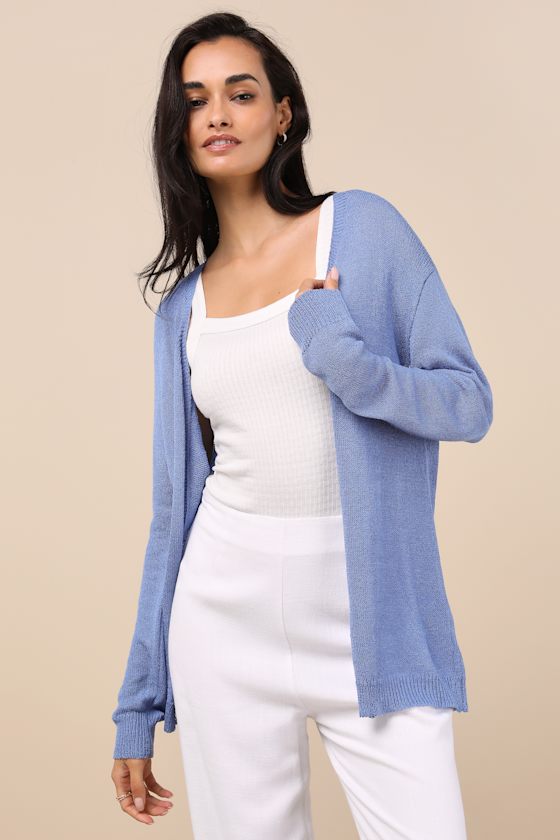 Maliha Blue Knit Cardigan Sweater 3