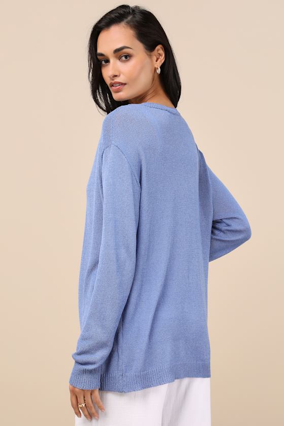 Maliha Blue Knit Cardigan Sweater 4
