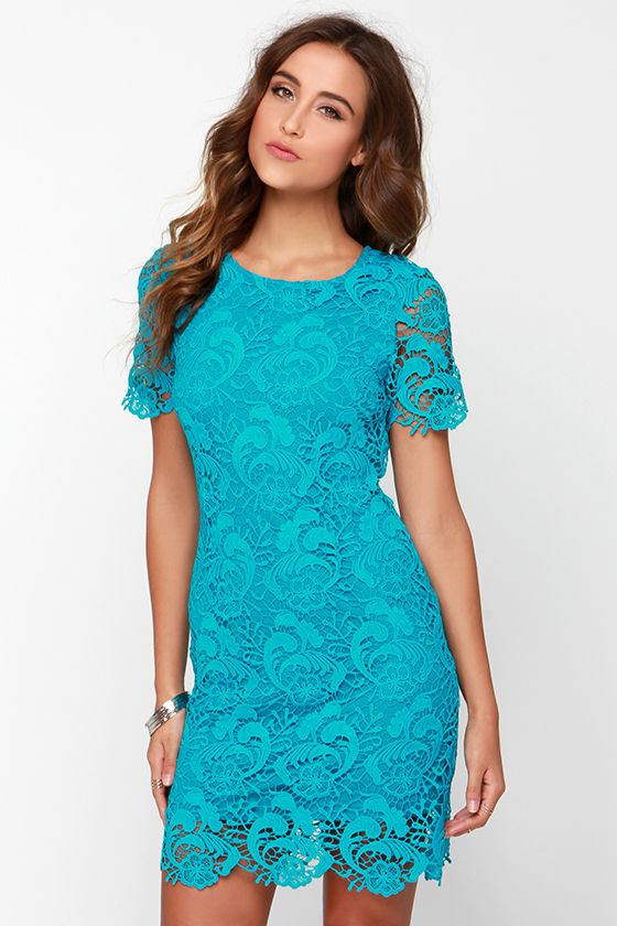 aqua lace dress