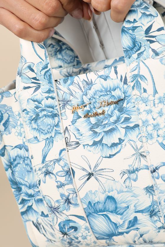 BETSEY JOHNSON TOILE BLUE CROSSBODY MINI TOTE BAG