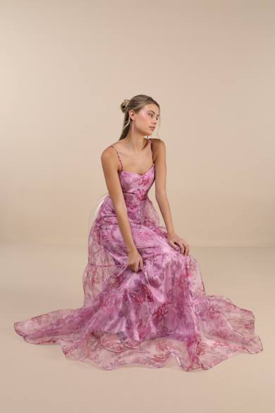 dress pink long Sequin Strapless Gown with Side Slit 43338 it has a stylish side slit and an invisible back zipper Neon Pink Long La Femme