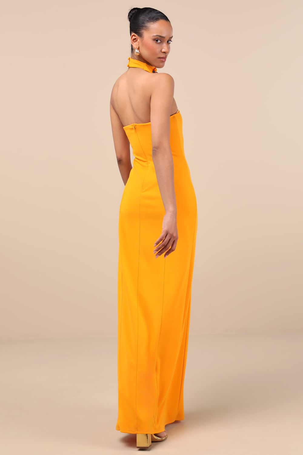Seraphina Golden Yellow Asymmetrical Column Maxi Dress