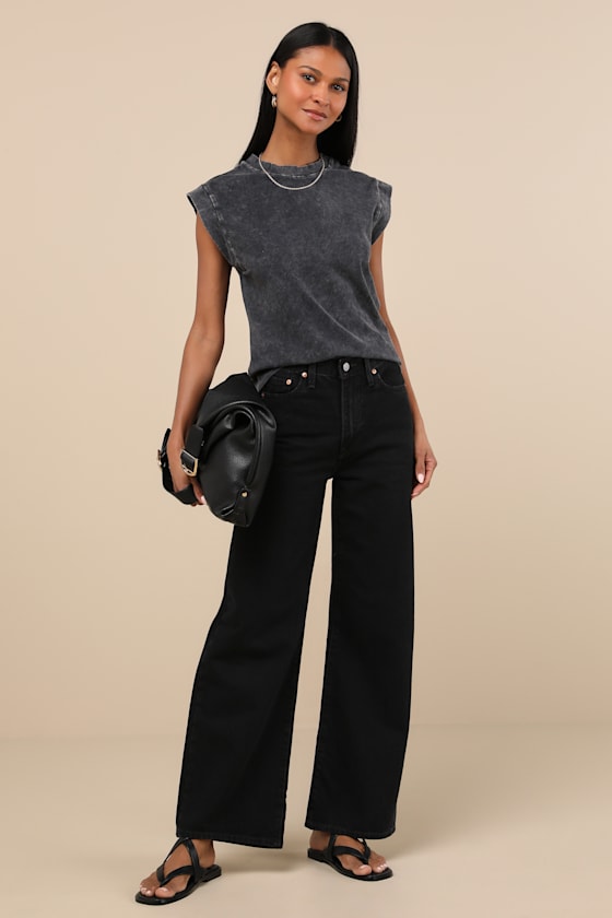 Lulus Quilo Washed Black Short Sleeve Tee In Black