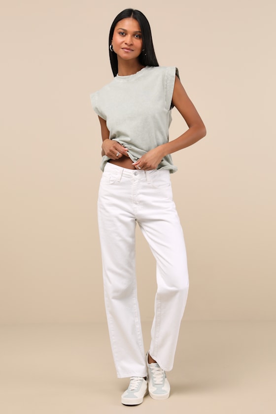 Lulus Quilo Washed Sage Short Sleeve Tee In Green