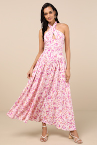 Jabina Ivory Multi Floral Cross-Front Midi Dress 1