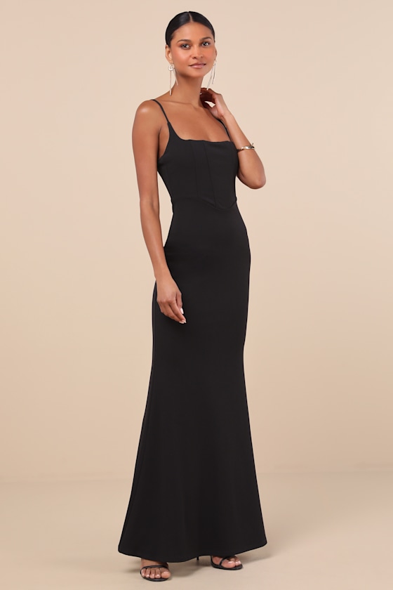 Lulus Imre Black Sleeveless Mermaid Maxi Dress In Black