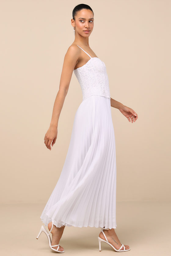 Lulus Corleone White Lace Bustier Midi Dress In White