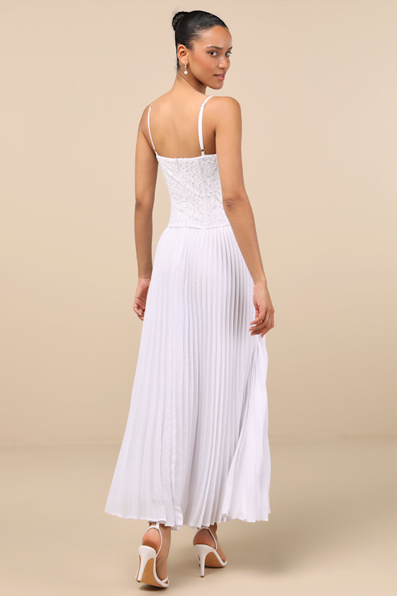 Lulus Corleone White Lace Bustier Midi Dress In White