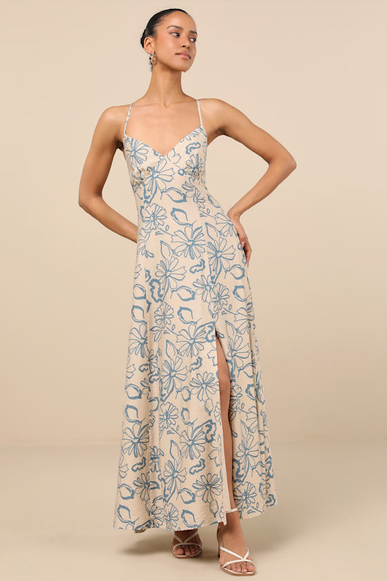 Beige Floral Print Dress - Empire Waist Dress - Floral Beige Floral Print Dress - Empire Waist Dress - Floral
