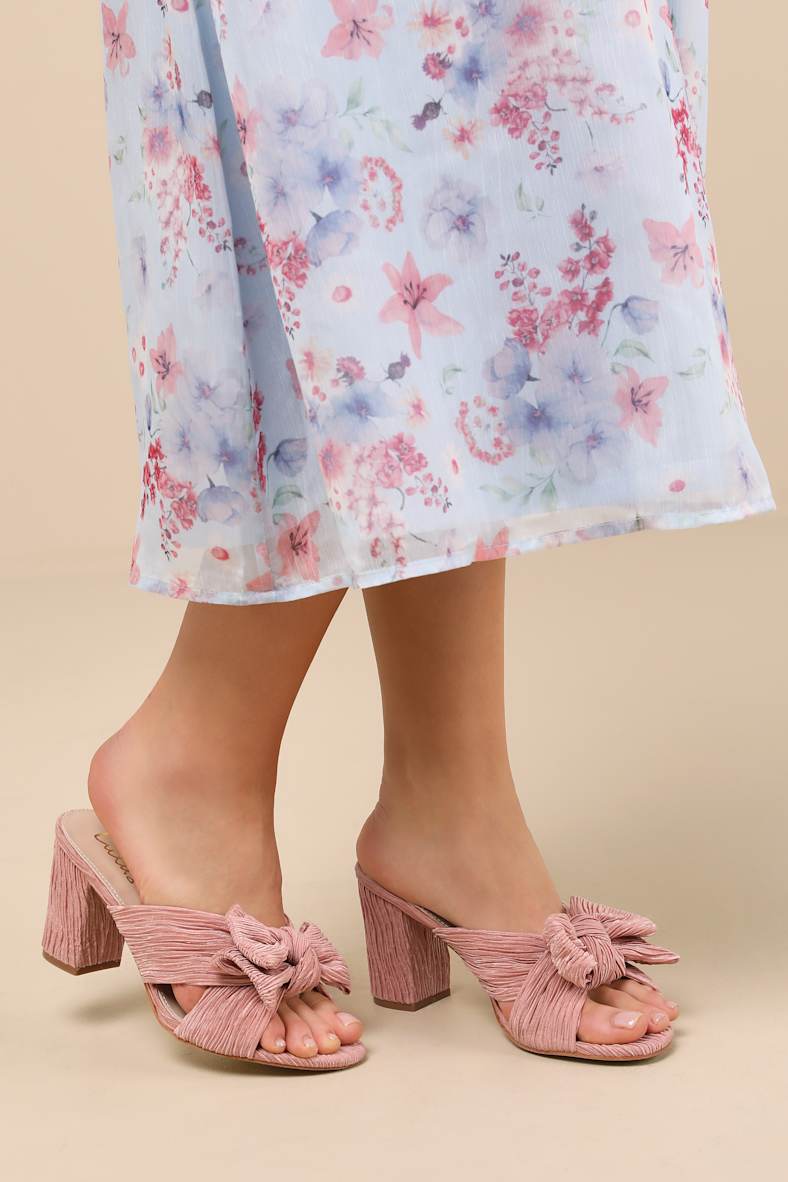 Dorothea Peach Knotted High Heel Sandals
