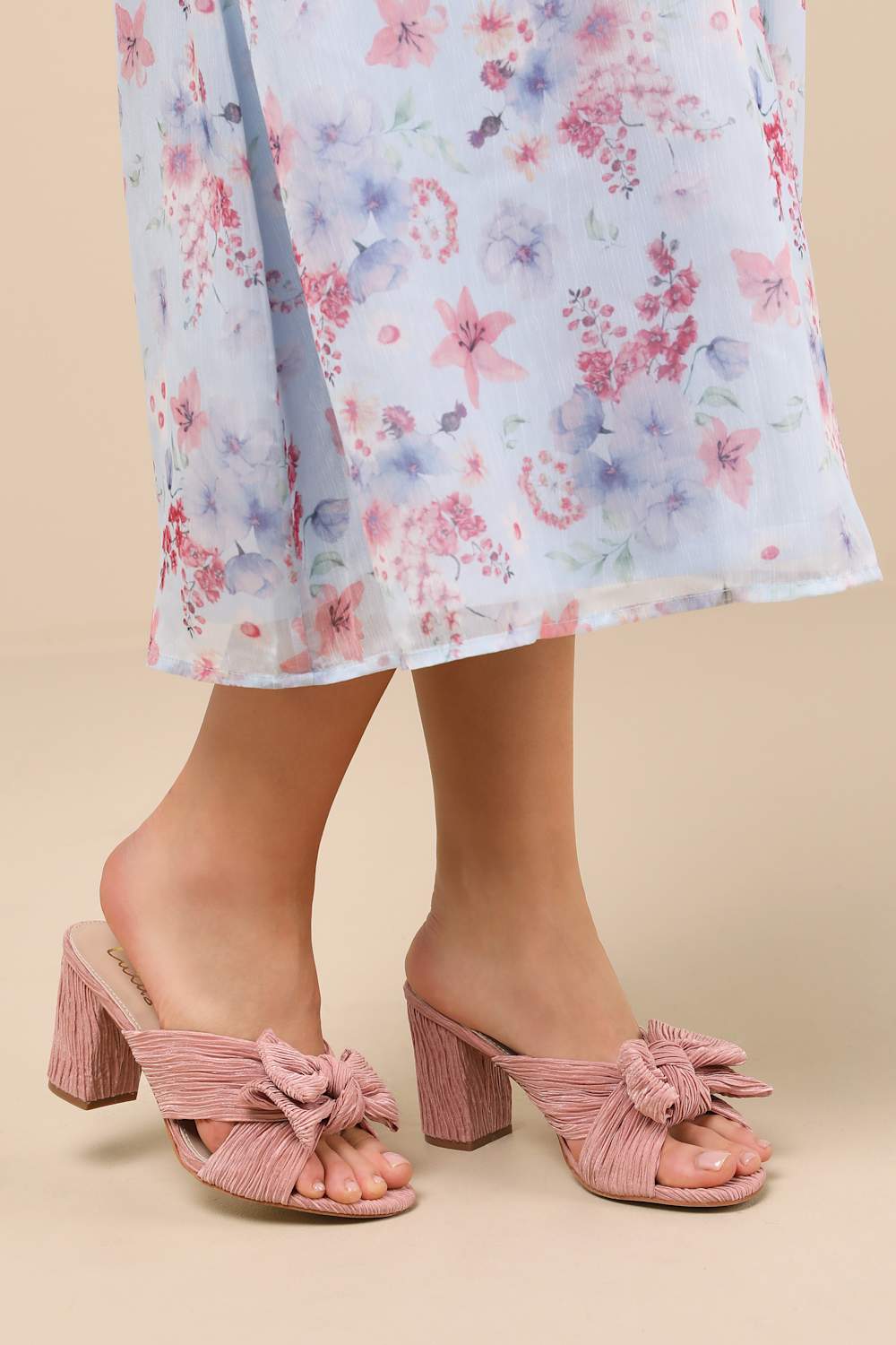 Dorothea Peach Knotted High Heel Sandals