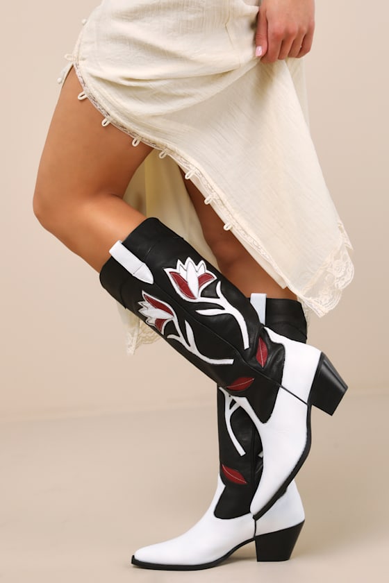 Matisse Cool Hand Black Multi Leather Knee-high Western Boots In Black