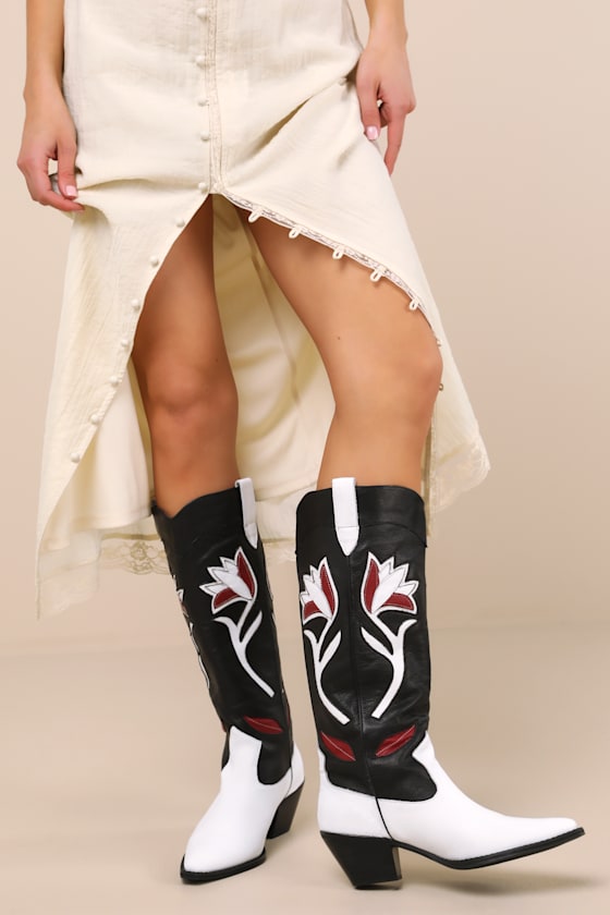 Matisse Cool Hand Black Multi Leather Knee-high Western Boots In Black
