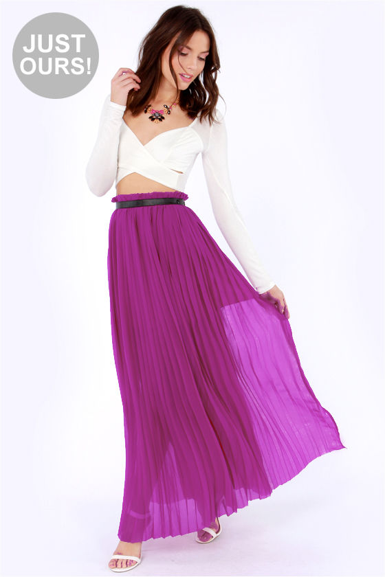 Cute Magenta Skirt Maxi Skirt Pleated Skirt 49.00 Lulus