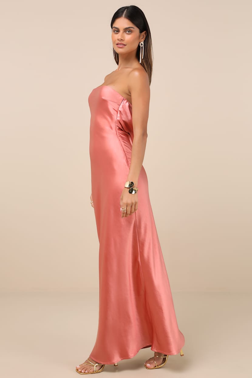 strapless cowl back satin maxi dress Satin Cowl Back Maxi Dress - Black