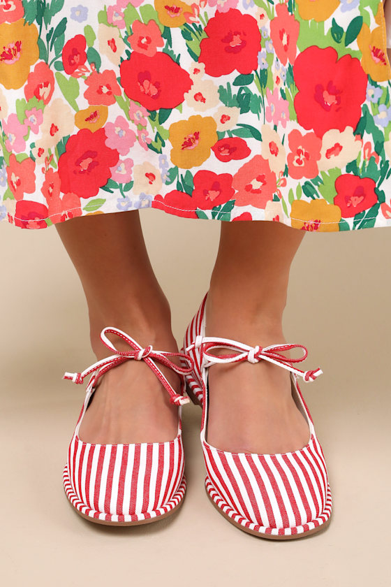 Gerry Red Striped Bow Flats 1