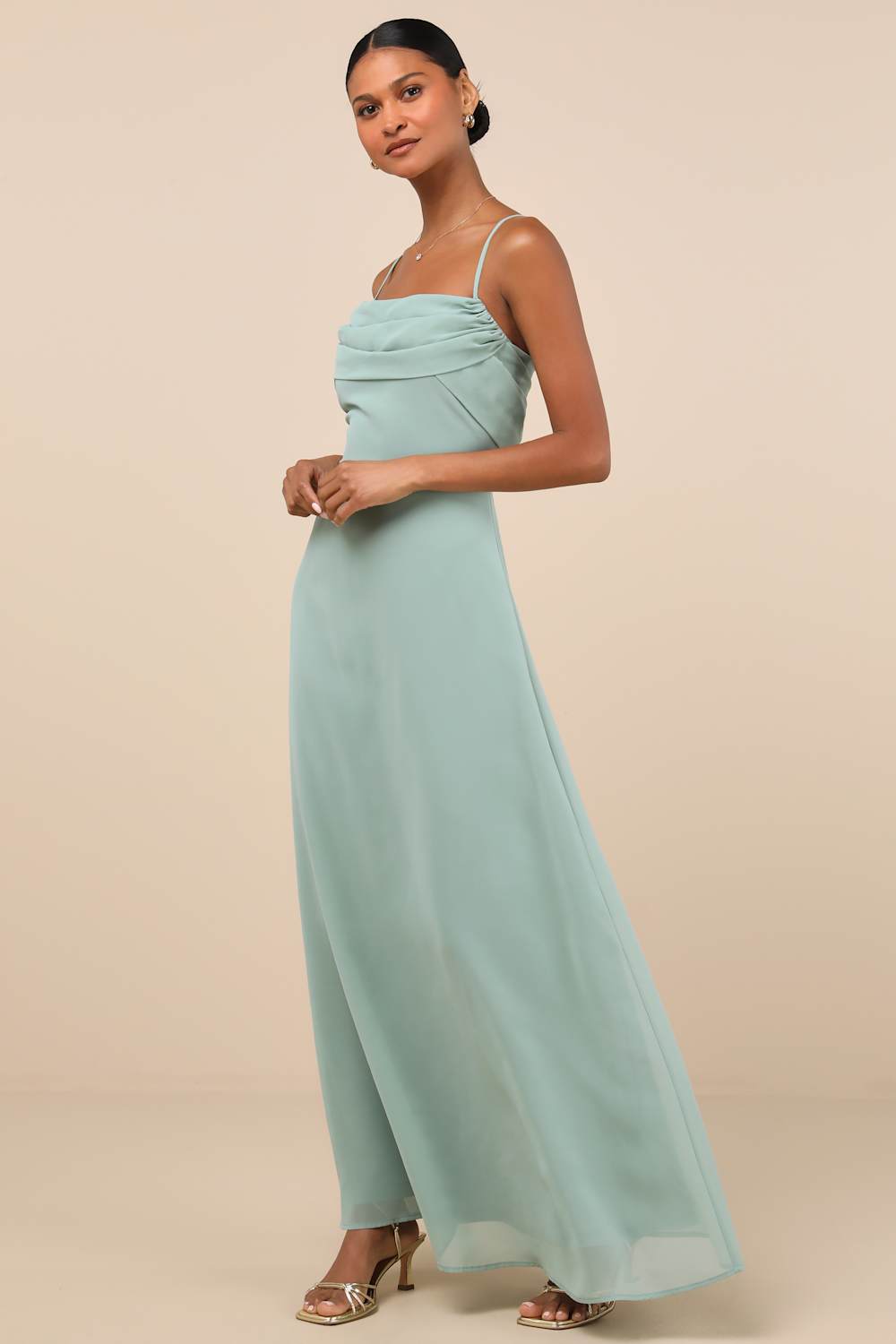 Jelena Sage Pleated Sleeveless Maxi Dress