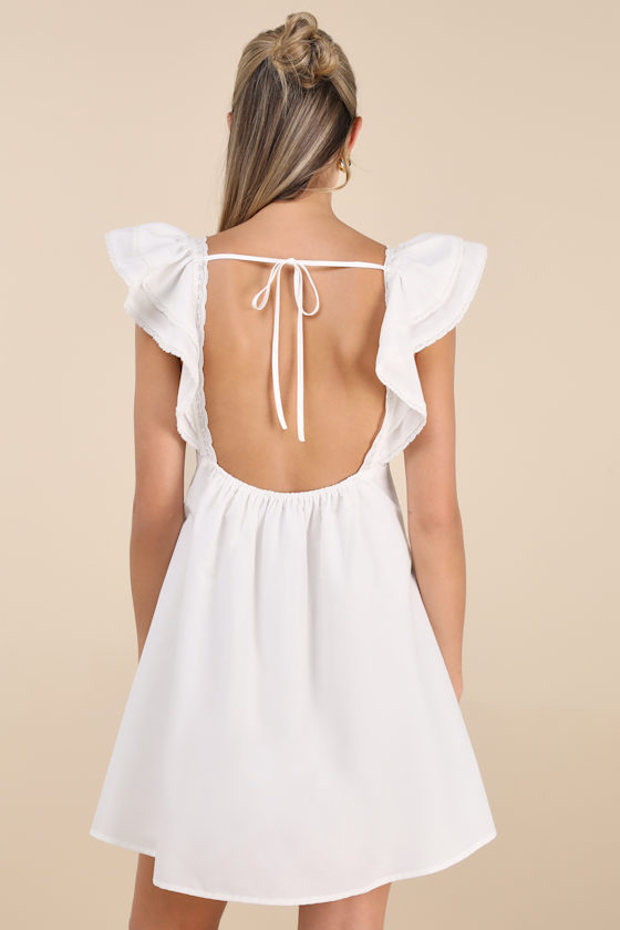 Marvelous Time White Ruffled Mini Dress - thumbnail 5