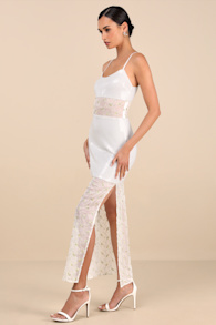Malone White Sheer Sequin Embroidered Maxi Dress 3