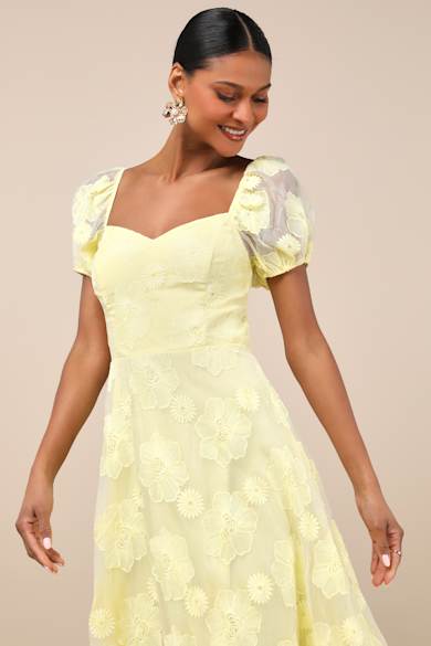 two piece embroidered dress afterglow midi dress // butter yellow *zoco exclusive* medium main image 0