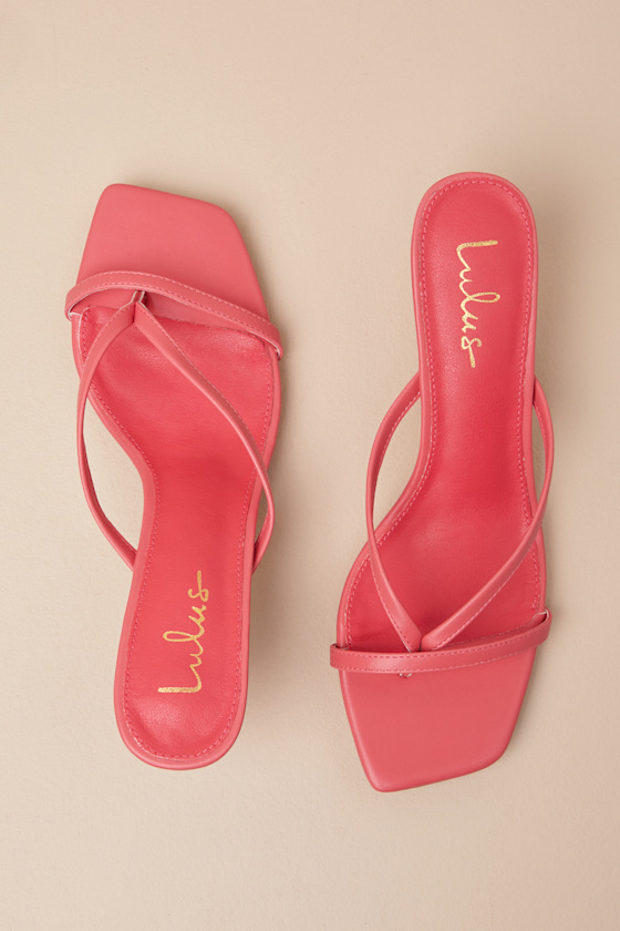 Lulus Jayson Coral Kitten Heel Strappy Thong Sandals