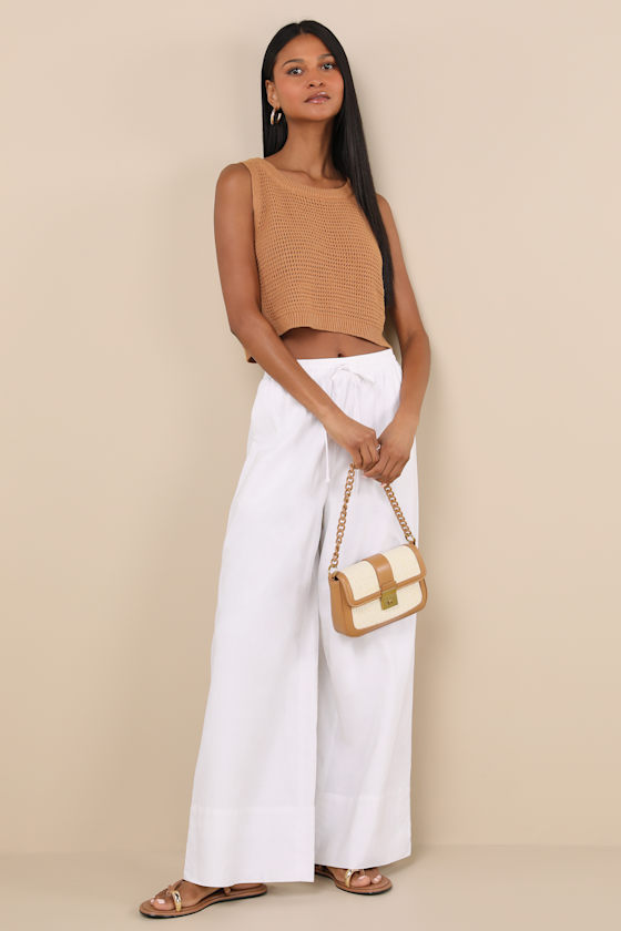 Lulus Brisa White Cuffed Wide-leg Pants In White