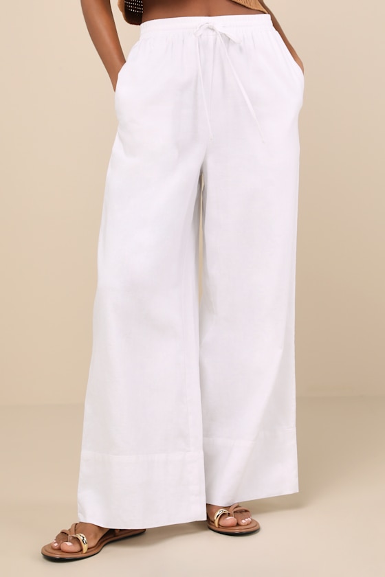 Lulus Brisa White Cuffed Wide-leg Pants In White