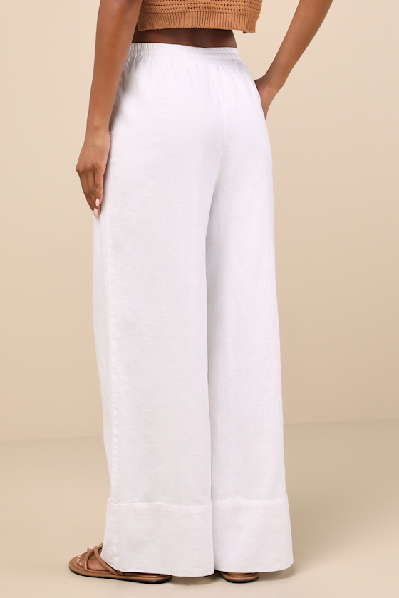 Lulus Brisa White Cuffed Wide-leg Pants In White