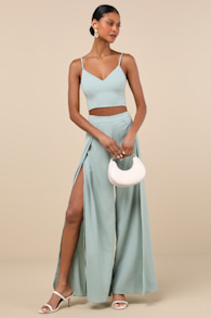 Out Tonight Sage Green Two-Piece Jumpsuit