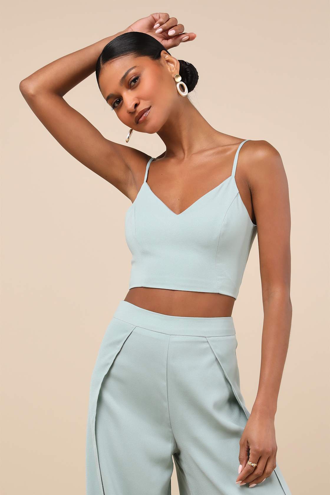 Out Tonight Sage Green Two-Piece Jumpsuit