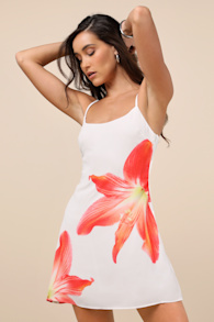 Dulcea Ivory Floral Sleeveless Mini Dress