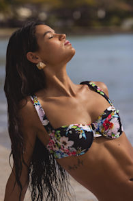 Lorne Black Multi Floral Underwire Bikini Top 1
