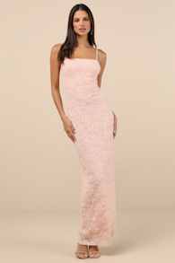 Joni Light Pink 3D Applique Lace Maxi Dress 1