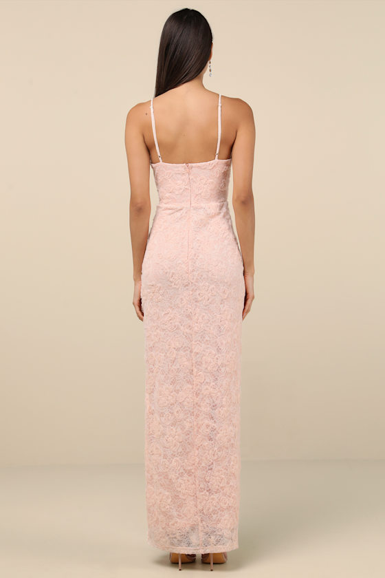 Lulus Joni Light Pink 3d Applique Lace Maxi Dress In Light Pink