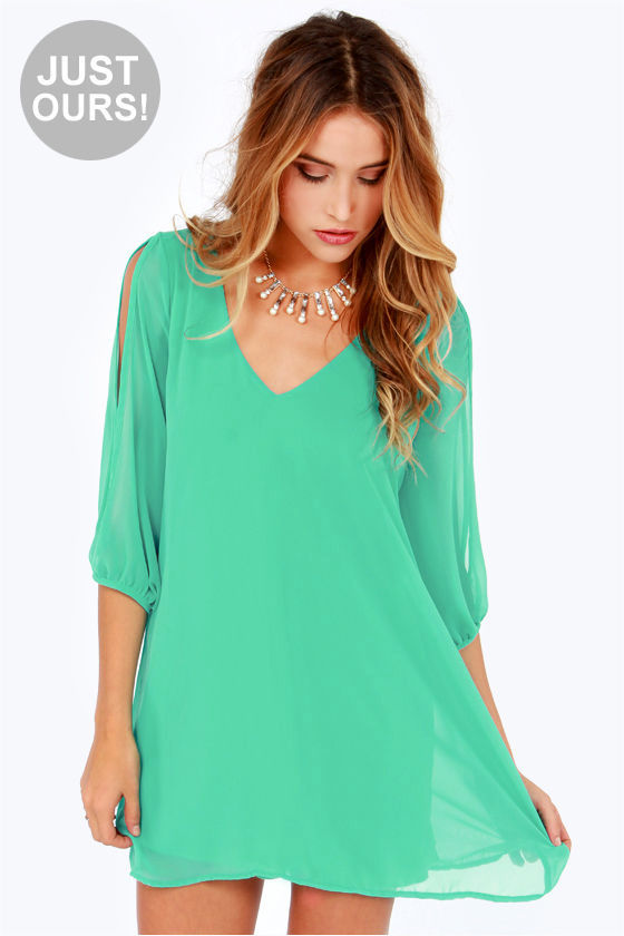 LULUS Exclusive Shifting Dears Mint Green Long Sleeve Dress 1