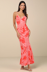 Ilaria Pink Floral Burnout Maxi Dress
