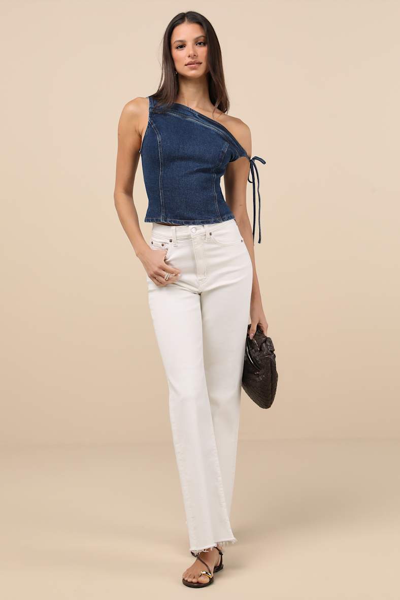 Lemi Dark Wash Off-the-Shoulder Top