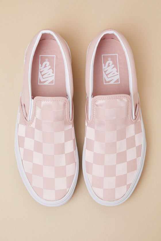 Vans Classic Rose Pink Checkerboard Satin Slip-on Sneakers In Pink