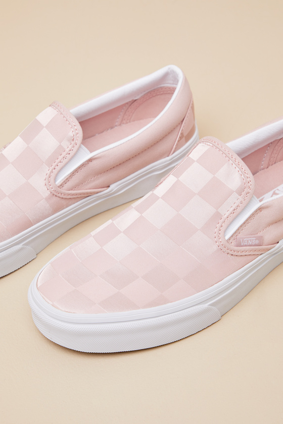 Vans Classic Rose Pink Checkerboard Satin Slip-on Sneakers In Pink