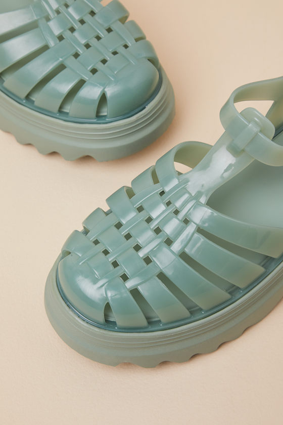 Shop Melissa Possession Platform Ii Green Jelly Strappy Buckle Sandals